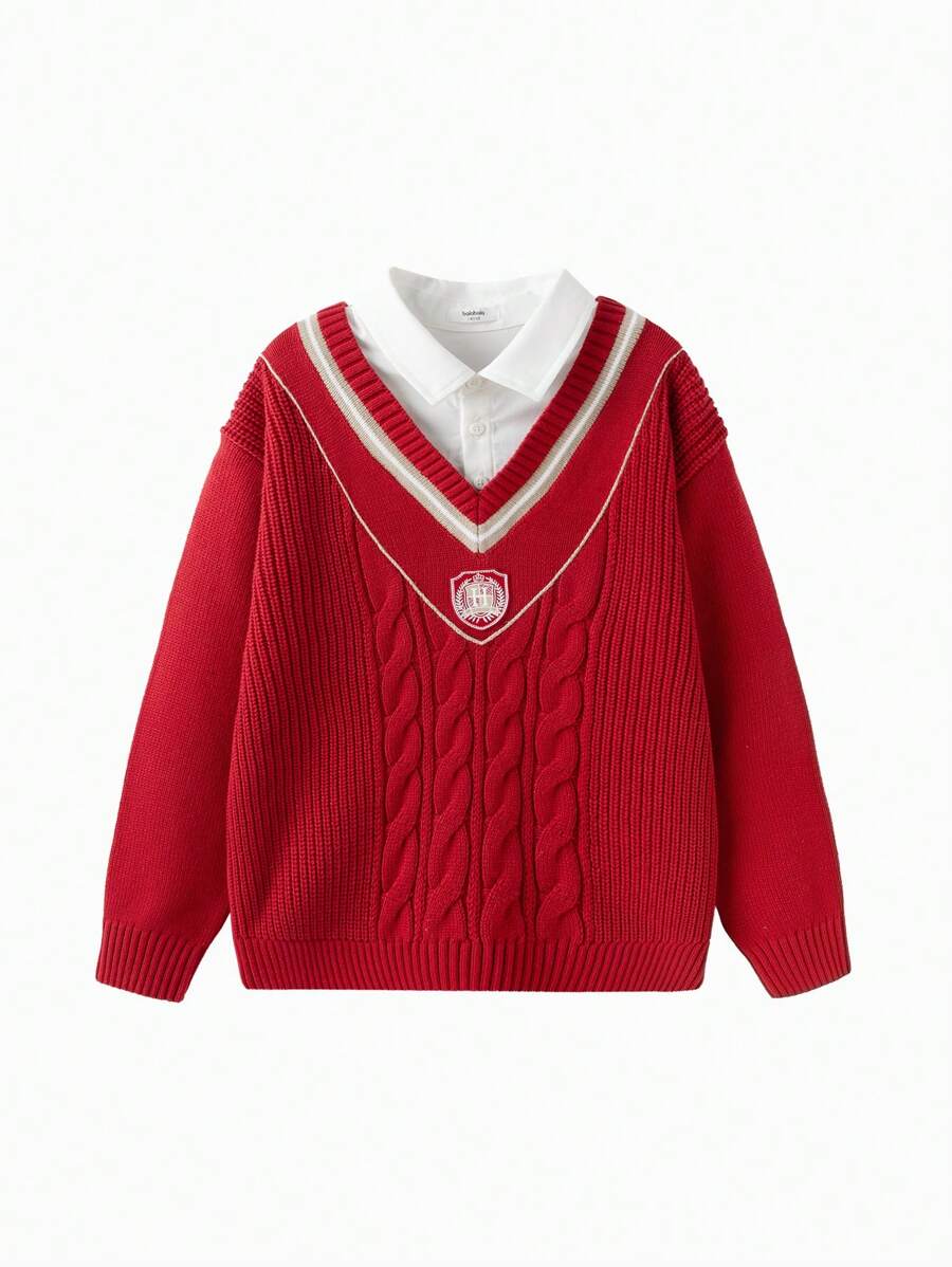 Balabala Suéter tejido para niño preadolescente, jersey de primavera con capas