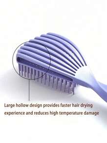 1pc Purple Shell Shaped Comb, Multi-Functional Comb For Wet & Dry Hair With Hollowed-Out Design, Massage Comb For Volumizing, Styling & Detangling, Anti-Static & Anti-Knotting, Curve Comb For Hair Perming, Volumizing & Smoothing - Purple - View 4