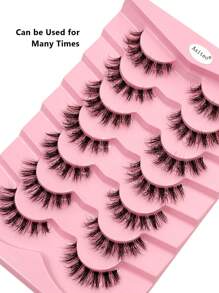 Asiteo 7 Pairs Luxury Soft False Eyelashes - Natural Look, Lightweight & Lengthening, Transparent Lash Band, Reusable, Easy To Apply, Suitable For Daily Makeup, Parties, Social Occasions, Also An Ideal Gift For Women - High Quality False Lashes - 自然纖長款 - 查看 5