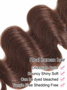 32 英寸棕色波浪卷发束 人发 巧克力色假发 1 束 未加工头发 棕色波浪卷发接发 4# 颜色