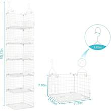 6 Tiers Hanging Closet Shelves Organizer With Name Plate S Hooks, Wall Mount&Cabinet Wire Storage Basket Bins, For Clothing Sweaters Shoes Handbags Clutches Accessories - White - View 3
