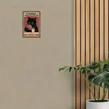 1 pieza Decoración de pared de metal vintage de gato negro y café, arte de pared humorístico "Déjame revisar mi medidor de 'cuidado'", regalo perfecto para amantes de los gatos y el café. Esta decoración de metal multipropósito tiene orificios pretaladrados para una fácil instalación, adecuada para habitación, hogar, cocina, oficina, jardín, exterior, dormitorio, sala de estar, cafetería, restaurante, garaje y decoración de bar. - Multicolor - Ver 3