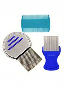 Juego de 4 peines para eliminar piojos, peine de acero inoxidable, peine de dientes finos, peine para peluquería, peine para maquillaje del cabello