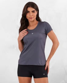 Women's Dry Fit Gym Shirt For Sports Training - Grey - View 2