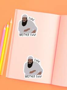 1 pieza Pegatina con el meme "¡Hermano, puaj!" Calcomanía de vinilo para botella de agua, portátil, funda de teléfono, pegatina divertida - Multicolor - Ver 4