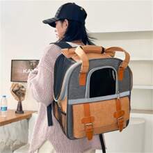 1 件便携式猫咪背包，大容量宠物包透气宠物用品背包，多功能小狗背包