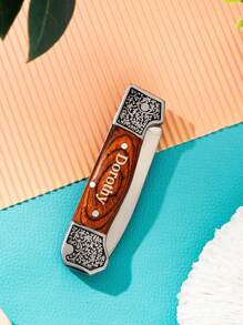 1PC Personalized Pocket Knife For Men, 2.55'' Engraved Retro Folding Knife, Cool EDC Knives, Customized Gifts For Men Dad Boyfriend Son - Redwood - View 7