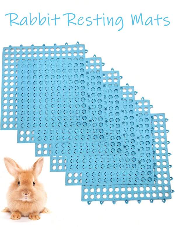 Set de 6 esteras de plástico con agujeros para jaulitas de conejos, diseñadas para una fácil instalación y limpieza, aptas también para cobayos, chinchillas, hurones, gatitos y otros animales pequeños