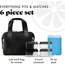 Fit & Fresh Neoprene Like Lunch Bag For Women, Insulated Womens Lunch Bag For Work, Tear & Stain Resistant Large Lunch Box With Containers And Ice, Machine Washable Remi Lunch Bag, Black - Black - View 9