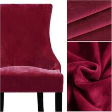 Stretch Wingback Chair Cover - Reusable Side Chair Slipcover, Accent Chair Protector Dining Room, Banquet, Home Decor (Silver, 2PC) - Wine - View 4
