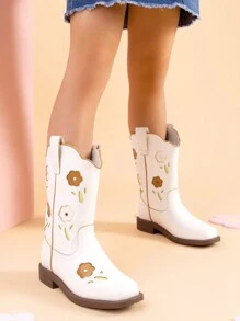 Girls Cowgirl Boots Kids Mid Calf Western Boots Riding Shoes For Toddler/Little Kid/Big Kid - 白色 - 查看 2