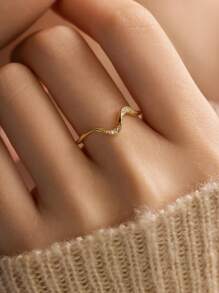 BALMORA 1pc Sterling S925 Silver Vintage Simple Elegant Geometry Wavy Zirconia Finger Ring For Women Party Daily Wearing Friendship Jewelry Gift