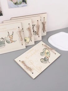 1 szt. Drewniany pusty wydrukowany drewniany klips do deski, ręcznie robione ozdoby stołowe do przechowywania pieniędzy, kreatywne prezenty z drewna na przyjęcie, klips do deski do przechowywania pieniędzy