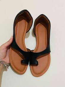 Women's Flat Sandals, Mule Slippers - màu đen - Xem 2