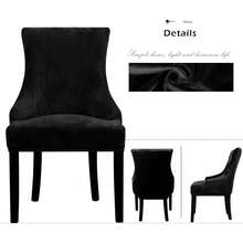 Funda elástica para silla de respaldo alto - Funda reutilizable para silla lateral, protector de silla de acento para comedor, banquete, decoración del hogar (Plata, 2 piezas) - 02 Terciopelo Negro - Ver 3