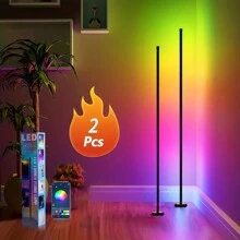 AMILL 1/2pcs Smart RGB LED Floor Lights With Music Sync,App ,USB Powered Multi-Color Mood Lighting For Living Room,Gaming Room,Parties,And Events,Lights For Living Room - Multi-color light - View 5