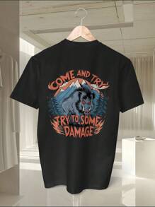 Wild Boar Graphic Tee Men And Youth 220g Cotton T-Shirt Casual Printed Comfortable Breathable Short Sleeve Jersey