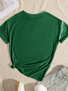 Milk Silk Regular T-Shirt, Casual And Fashionable For Everyday Wear - Green - View 2