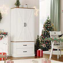KYBOLT Kitchen Pantry Cabinet With Doors And Shelves, Freestanding Tall Kitchen Cabinet With Microwave Stand, Hutch Cabinet For Kitchen, Living Room, Bathroom, Grey - White - View 1