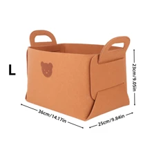 Bear Shaped Felt Desktop Storage Basket, Foldable Organizer Bin For Snacks, Toys, Cosmetics