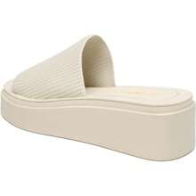 Athlefit Women's Slip On Platform Sandals Comfortable Open Toe Flatform Chunky Sandals - 米色 - 查看 4