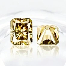 Una piedra suelta de moissanita de corte radial color champán D 100% con certificado GRA para bricolaje - Champán - Ver 9