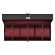 SONGMICS Watch Box With 6 Slots, Watch Case With Glass Lid, Watch Display Box With Removable Watch Pillows, Metal Clasp, Gift Idea, Black Synthetic Leather, Wine Red Lining - Red - View 7