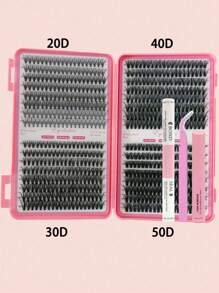 640/590/800 pièces Kit d'extensions de cils, colle double tête et scellant, pinces confortables, set de cils D Curl 8-16mm - sans parfum, kit de cils pour fêtes et maquillage de Noël