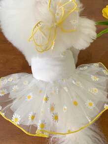 1 件宠物网眼裙，适合博美犬、比熊犬、泰迪犬、约克夏犬、雪纳瑞犬、猫等。夏季薄款宠物纱布裙 - 黃色 - 查看 2