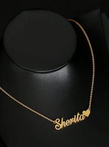 18 Karat vergoldete, personalisierte Namen- und Liebes-Anhänger-Halskette aus Edelstahl als Geschenkschmuck für Mädchen, mit Buchstaben, Gravur, Ornamentierung, exquisit, stylisch, modern, individuell, personalisiert, einzigartig, Babygeschenke, ideale Geschenke für ihn, ideale Geschenke für sie, Sohn, Tochter