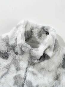 Men's Stylish Tie-Dye Fleece Jacket - Warm, Thick Stand Collar Coat For Fall/Winter -Trendy Item