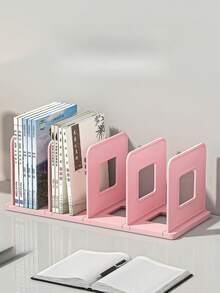 1pc Simple White Plastic Book Stand, Book Shelf, Desk Organizer, Stationery Holder, Foldable Portable Book Rack, Desk Top File Storage Box, Suitable For University Dorm, Classroom, Apartment, Bedroom