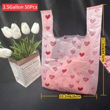 1-10加仑 300个/50个装 情人节塑料T恤袋，散装粉色塑料袋，感谢袋，购物袋，外卖袋，散装包装袋，超市袋，手提袋，车载垃圾袋，包装袋，礼品盒，阁楼储物袋，各种用途的大号垃圾袋，男士生日礼物，情人节礼盒，男士礼盒，男士礼物 - 粉色 - 查看 12