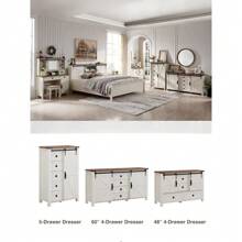 Dresser For Bedroom, With 4 Drawers And Sliding Barn Door, 48 Inch Wide Chest Of Drawers, Country Dresser With Shelf, Bedroom Dresser, Living Room, Entryway, White - White - View 4