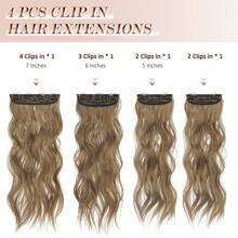 FESHFEN FESHFEN Clip In Hair Extensions 4 PCS Long Wavy Thick Highlighted Clip In Hairpieces Synthetic Hair Extension For Women, 20 Inch