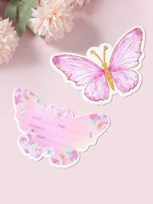 12 piezas Tarjetas de invitación con tema de mariposas rosas, invitaciones para cumpleaños, bodas, fiestas festivas, tarjetas de invitación de cumpleaños con mariposas rosas, tarjetas de decoración de regalo de cumpleaños sorpresa, invitaciones de decoración de cumpleaños, invitaciones de boda, invitaciones de eventos - Multicolor - Ver 3