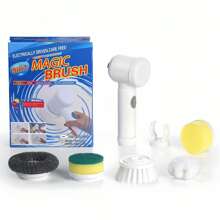 Electric Cleaning Rotary Brush Band, Multiple (With 3 Brush Heads, 4 Brush Heads, 5 Brush Heads) Power Cleaning Brush, Household Rechargeable Handheld Shower Cleaning Brush For Bathroom Wall Tile Floor Bathtub Kitchen