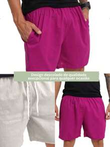 Men's Plus Size Linen Shorts Comfort Short Fashion Mauricinho Premium Basic Casual Quality - 米色 - 查看 8
