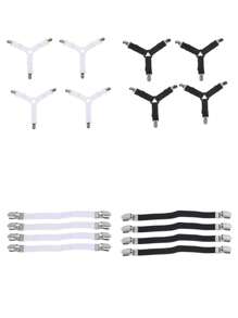 4 Pcs/Pack Bed Sheet Fasteners, Adjustable Elastic Triangle Metal Fixing Clip,Flexible Bedding Suspenders Gripper Holder Straps Clip,Curtains Sofa Mat Fixing Device,Practical Invisible Non-Slip Sheet Straps - Multicolor - View 8