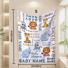 1pc Custom Name Blanket For Kids, Customized Cartoon Animal Pattern Blankets, Personalized Children'S Blanket, Personalized Flannel Throw Blankets, Personalized Gifts For Girl, - Style a - View 14