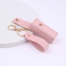 1pc Solid Color PU Lipstick Holder Bag Women's Makeup Keychains,Portable Buckle Lipstick Bags Wallet Keychain Mini Storage Bag For Women Gift Solid Color Lipsticks Protective Cover,Boho Vibes - Multicolor - View 9