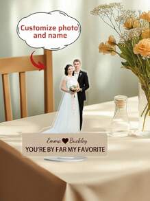 1 pièce Support décoratif en acrylique personnalisé avec base elliptique, disponible en hauteur de 10 cm / 15 cm / 20 cm, photo et texte personnalisés, matériau en acrylique, support en acrylique en forme de cœur, cadeau de mariage, cadeau de la Saint-Valentin, cadeau pour la fête des pères, cadeau pour la fête des mères, cadeau d'anniversaire, cadeau pour papa/maman et la famille, cadeau pour un ami, cadeau pour l'amant