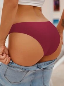 6pcs Women's Solid Color Basic Minimalist Low-Rise Briefs, Suitable For Daily Wear