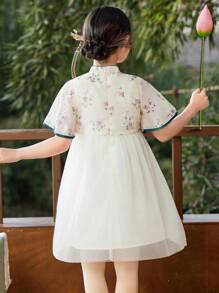 ASK JUNIOR Tween Girls' Lightweight Traditional Chinese Style Princess Dress, Summer - Apricot - View 5