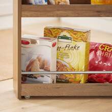 SoBuy NSR01-PF, Xe đẩy phục vụ 4 tầng, Kệ lưu trữ trượt ra có bánh xe, Giá lưu trữ di động - màu nâu - Xem 6