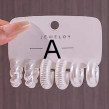 6-18pcs/Set New Arrival Exaggerated C-Shape Water Drop Faux Pearl Earring Combination Set, European And American Style - CCB - View 5