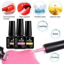 Mtssii Juego de 6 esmaltes de uñas en gel de unicolor de 7 ml, colores primavera-verano, glitter, negro, blanco, rojo, resistente a remojo, UV, semi-permanente, suministros para uñas