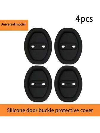 4pcs Silicone Lock Buckle Protective Cover Car Door Lock Shock Absorber Cushion Thickened Anti-Collision Sticker Full Protection Universal