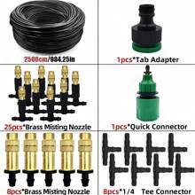 Sistema de riego por goteo para jardinería, set de regadores de micronebulización de dos salidas en color rojo, riego automático ajustable para macetas y herramientas de jardinería