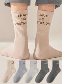 2 pares de calcetines tipo tripulación con estampado de letra "NO TENGO LIMITACIONES" para unisex, calcetines deportivos resistentes al olor y transpirables, calcetines para parejas, personalizados, motivadores, excelentes regalos para amigos, familia, parejas, niños, multicolor, talla 38-46